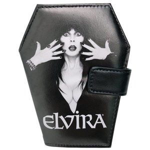 Elvira Mistress of the Dark Black Vegan Leather Bifold Wallet Chain Hole NWT